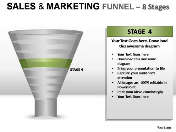 Sales And Marketing Funnel 8 Stages PowerPoint Presentation Slides