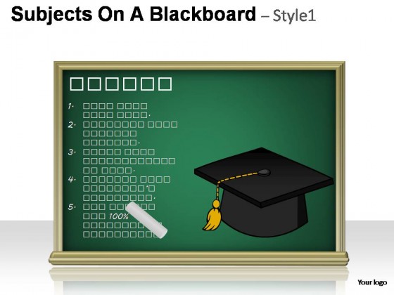 Subjects On A Blackboard Style 1 PowerPoint Presentation Slides