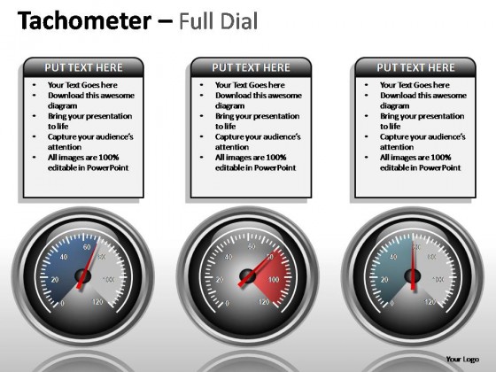 Tachometer Full Dial PowerPoint Presentation Slides