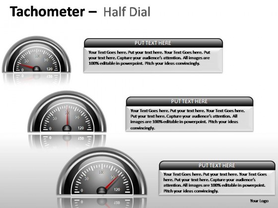 Tachometer Half Dial PowerPoint Presentation Slides