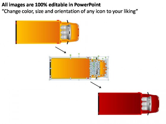 Yellow Truck Top View PowerPoint Presentation Slides