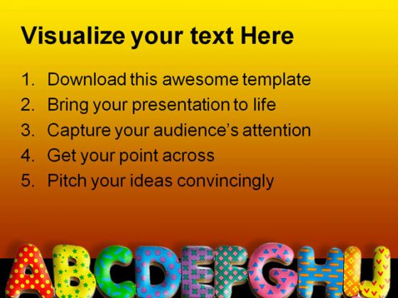 Alphabets01 Education PowerPoint Template 1010