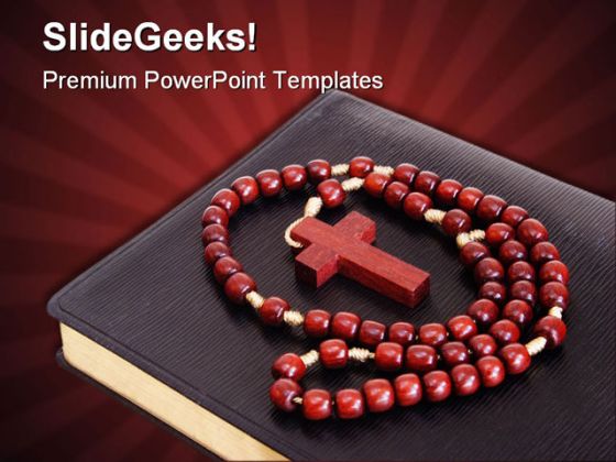 Bible Rosary Religion PowerPoint Template 0610