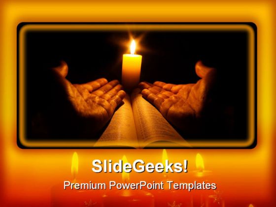 Candle Bible Religion PowerPoint Template 0610