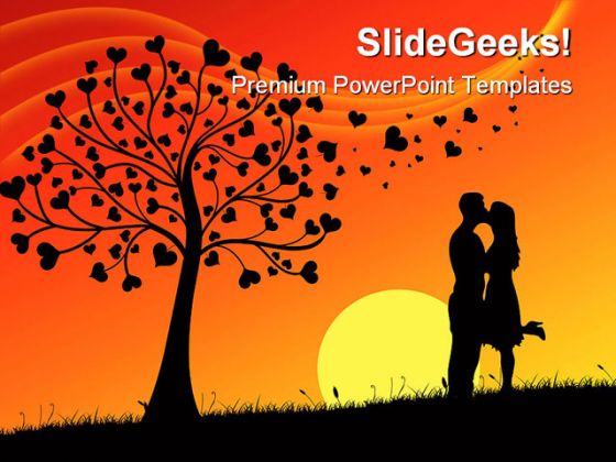 Couple Kissing People Nature PowerPoint Template 0810