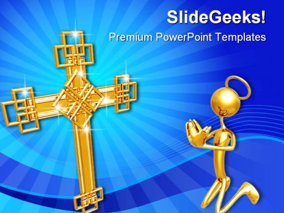 Cross Prayer Religion PowerPoint Template 0610