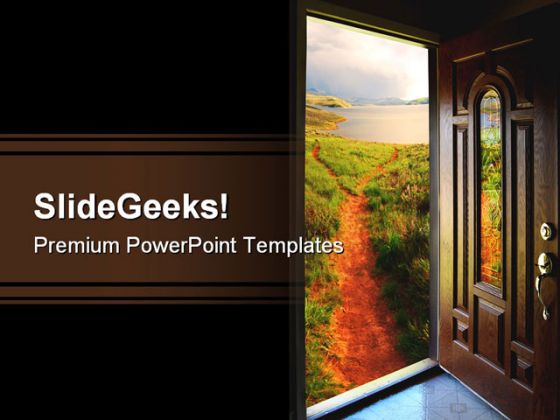 Door To Adventure Nature PowerPoint Template 1110