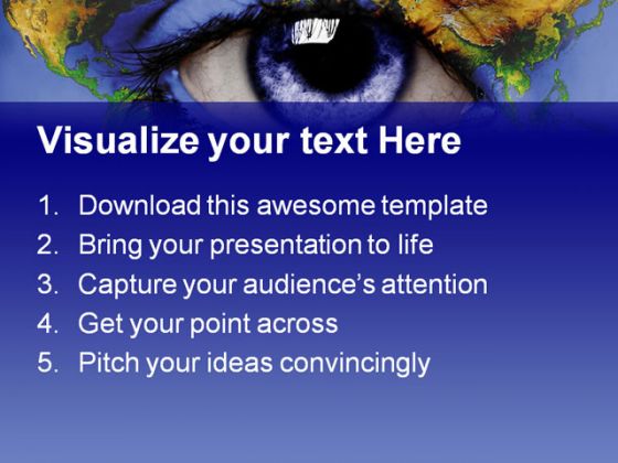 Eye World Earth PowerPoint Template 0910