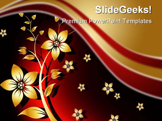 Floral Beauty Abstract PowerPoint Template 0810