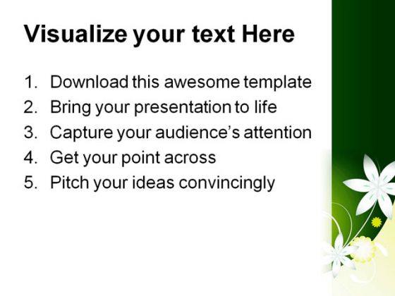 Floral Green Abstract PowerPoint Template 0910
