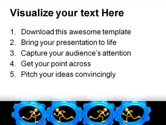 Gears With Runner Industrial PowerPoint Template 0810