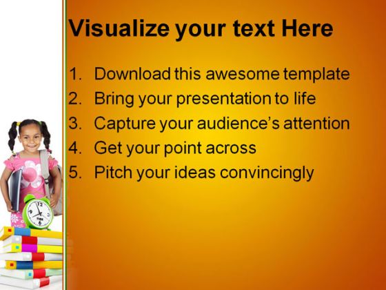 Girl With Books Education PowerPoint Template 0910