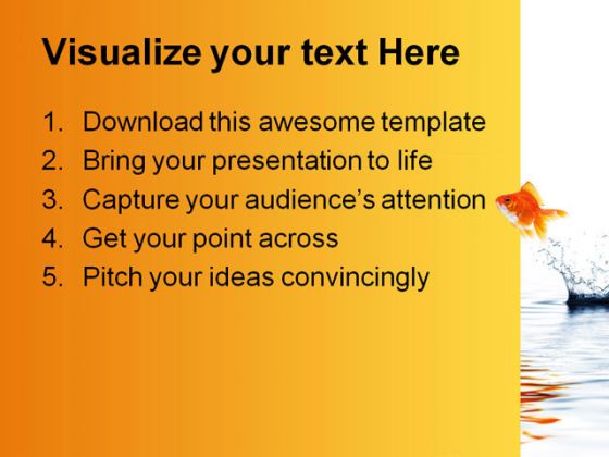 Gold Fish Jumping Business PowerPoint Template 1110