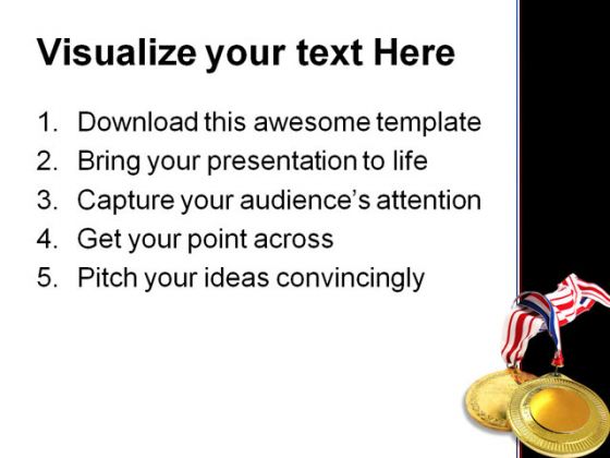 Gold Medals Sports PowerPoint Template 0610