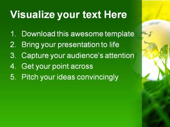 Green Globe PowerPoint Template 1110