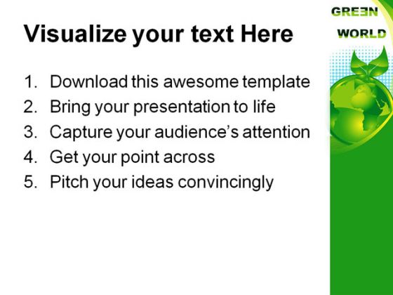Green World Enviroment PowerPoint Template 0910