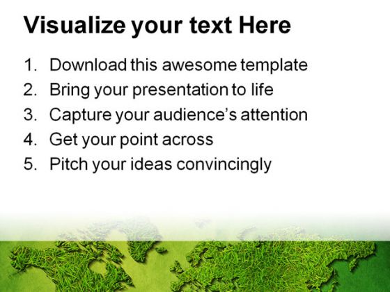 Green World Map Globe PowerPoint Template 1110