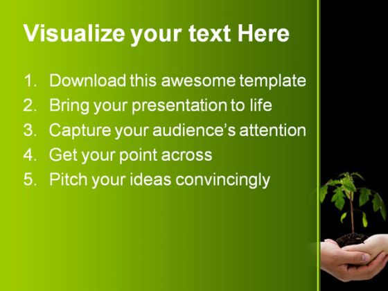 Hands In Plant People PowerPoint Template 0810