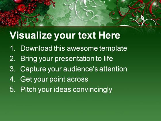 Holly Berries01 Christmas PowerPoint Template 0610