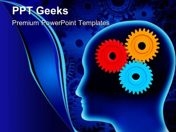 Human Brain With Gears Industrial PowerPoint Templates And PowerPoint Backgrounds 0411