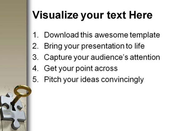 Key To Puzzle Success PowerPoint Template 0510