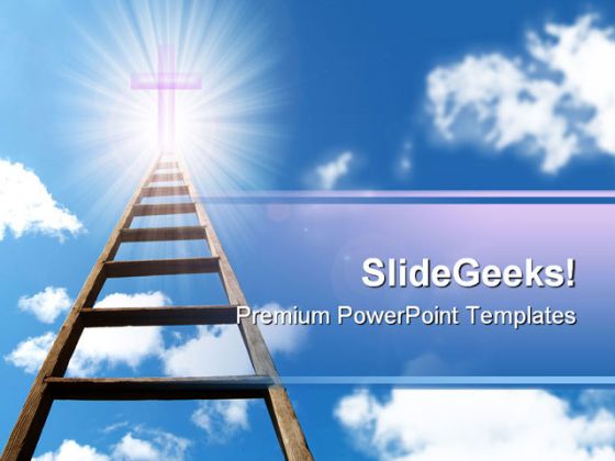 Ladder In Sky Religion PowerPoint Template 0610