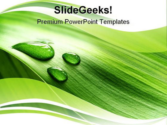 Leaf Drops Nature PowerPoint Template 0610