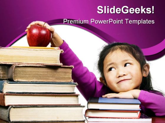 Little Girl With Books Education PowerPoint Template 0810