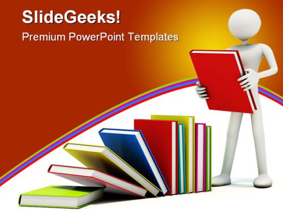 Man With Books Education PowerPoint Backgrounds And Templates 1210