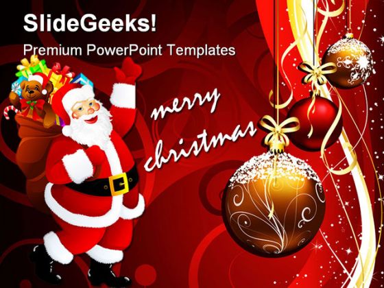 Merry Christmas With Santa Holidays PowerPoint Template 1010
