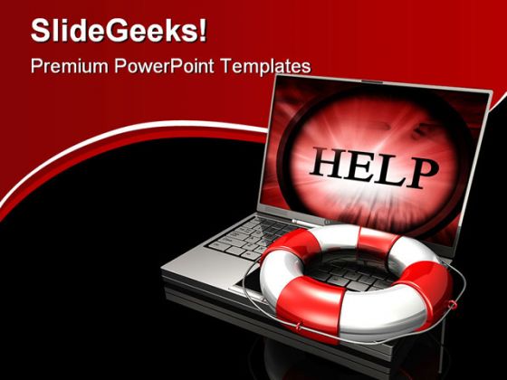 Online Help Internet PowerPoint Template 0910