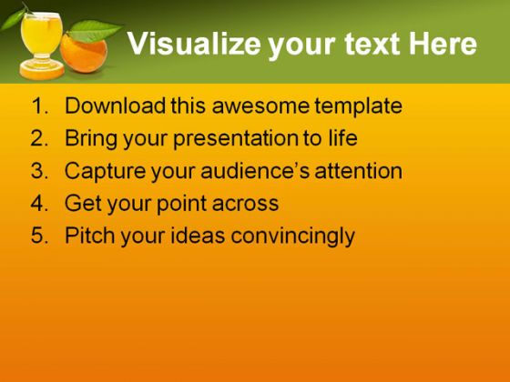Orange Juice Food PowerPoint Template 0810