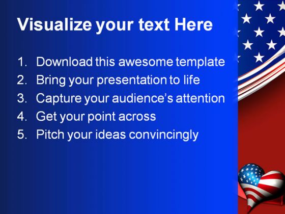 Patriotic Love Heart Americana PowerPoint Template 1010
