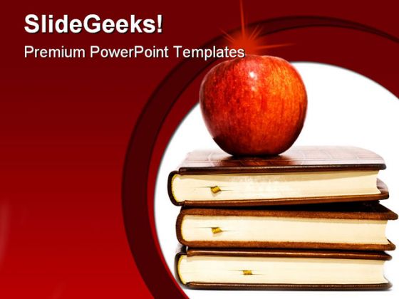 Red Apple With Books Education PowerPoint Backgrounds And Templates 1210