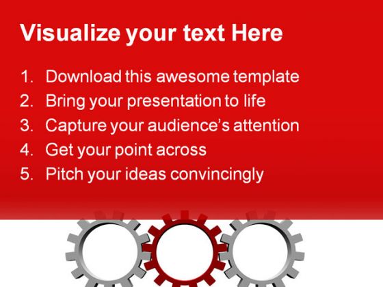 Red Gear Leadership PowerPoint Template 0810