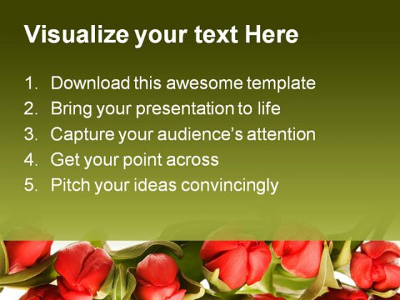 Red Tulips Beauty PowerPoint Template 0810