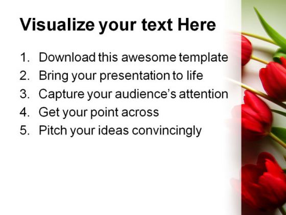 Red Tulips Nature PowerPoint Template 0610