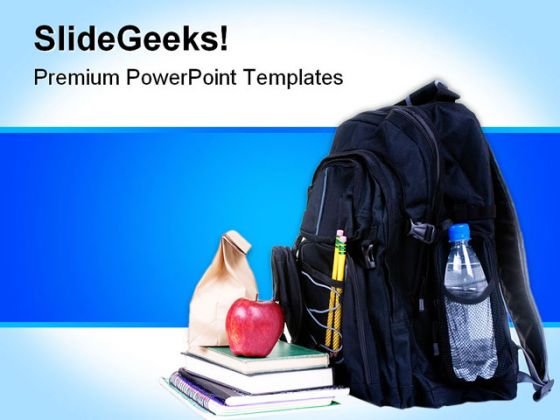 School Bag And Accessories Education PowerPoint Template 1110
