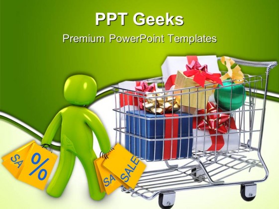 Shopping Cart With Presents Sales PowerPoint Templates And PowerPoint Backgrounds 0411