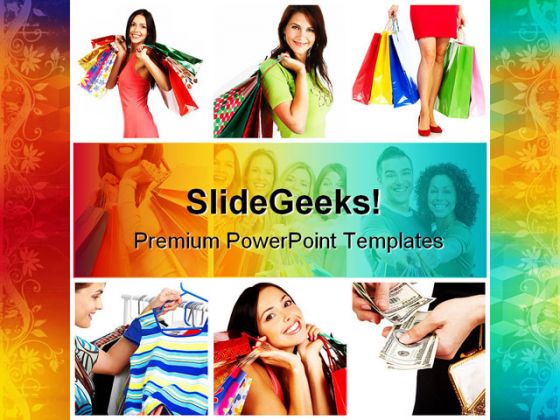 Shopping Women Lifestyle PowerPoint Template 0810