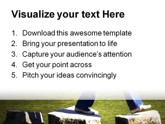 Stepping People PowerPoint Template 0610