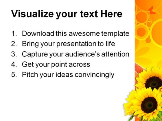 Sunflower Abstract Beauty PowerPoint Template 0810