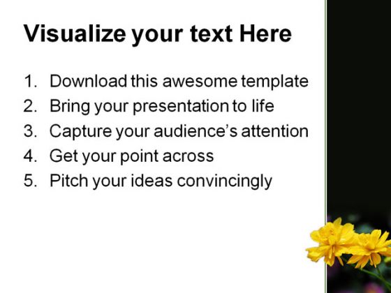 Yellow Flower Beauty PowerPoint Template 0810