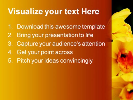 Yellow Orchids Nature PowerPoint Template 0810