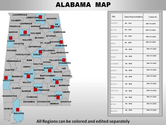 Usa Alabama State PowerPoint Maps