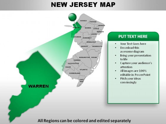 Usa New Jersey State PowerPoint Maps