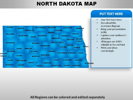 Usa North Dakota State PowerPoint Maps