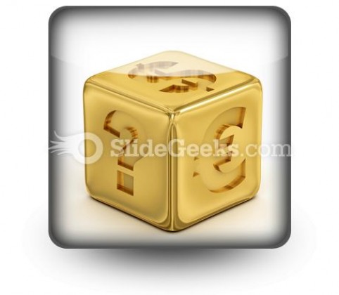 Cube With Currency Signs PowerPoint Icon S